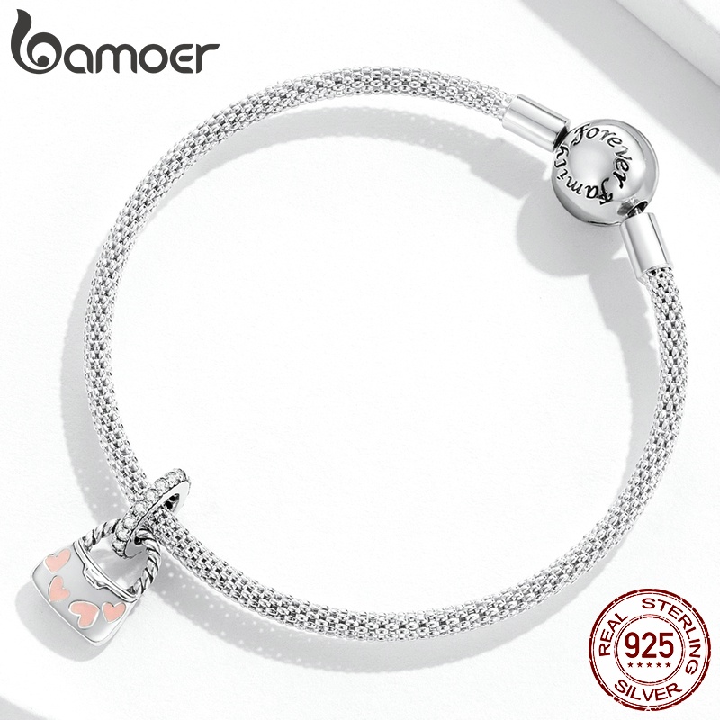 Mặt phụ kiện BAMOER SCC2153 925 bạc họa tiết trái tim thời trang