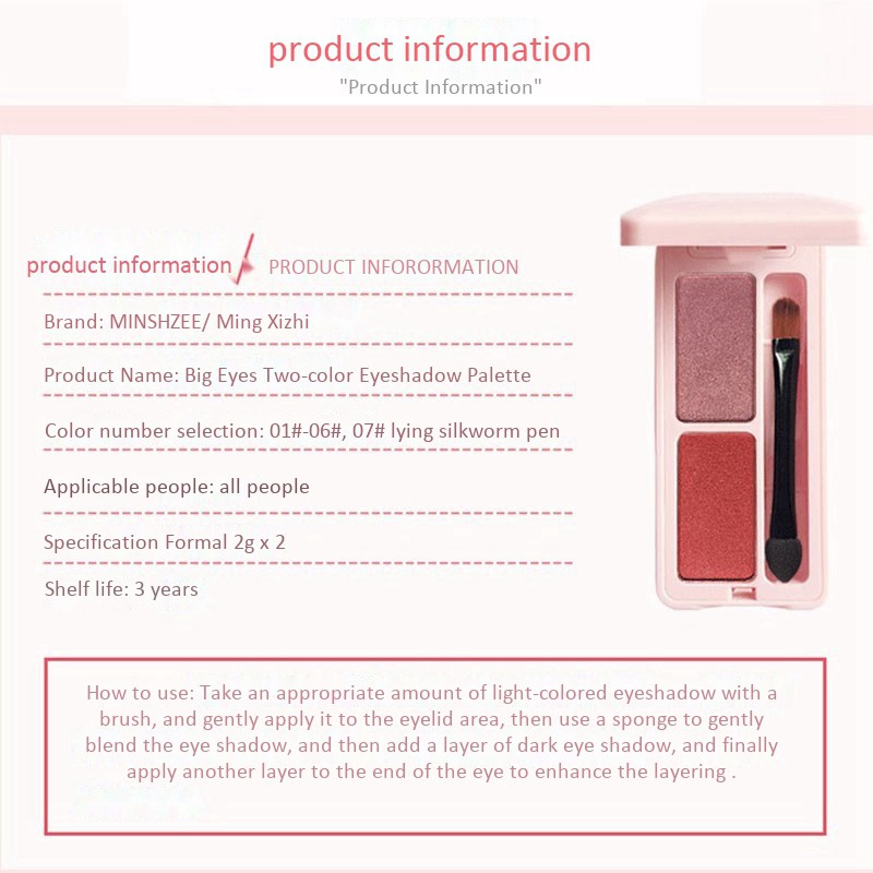 (Hàng Mới Về) Bảng Phấn Mắt Minshzee 2 Màu Lì Và Ánh Ngọc Trai 01 | BigBuy360 - bigbuy360.vn