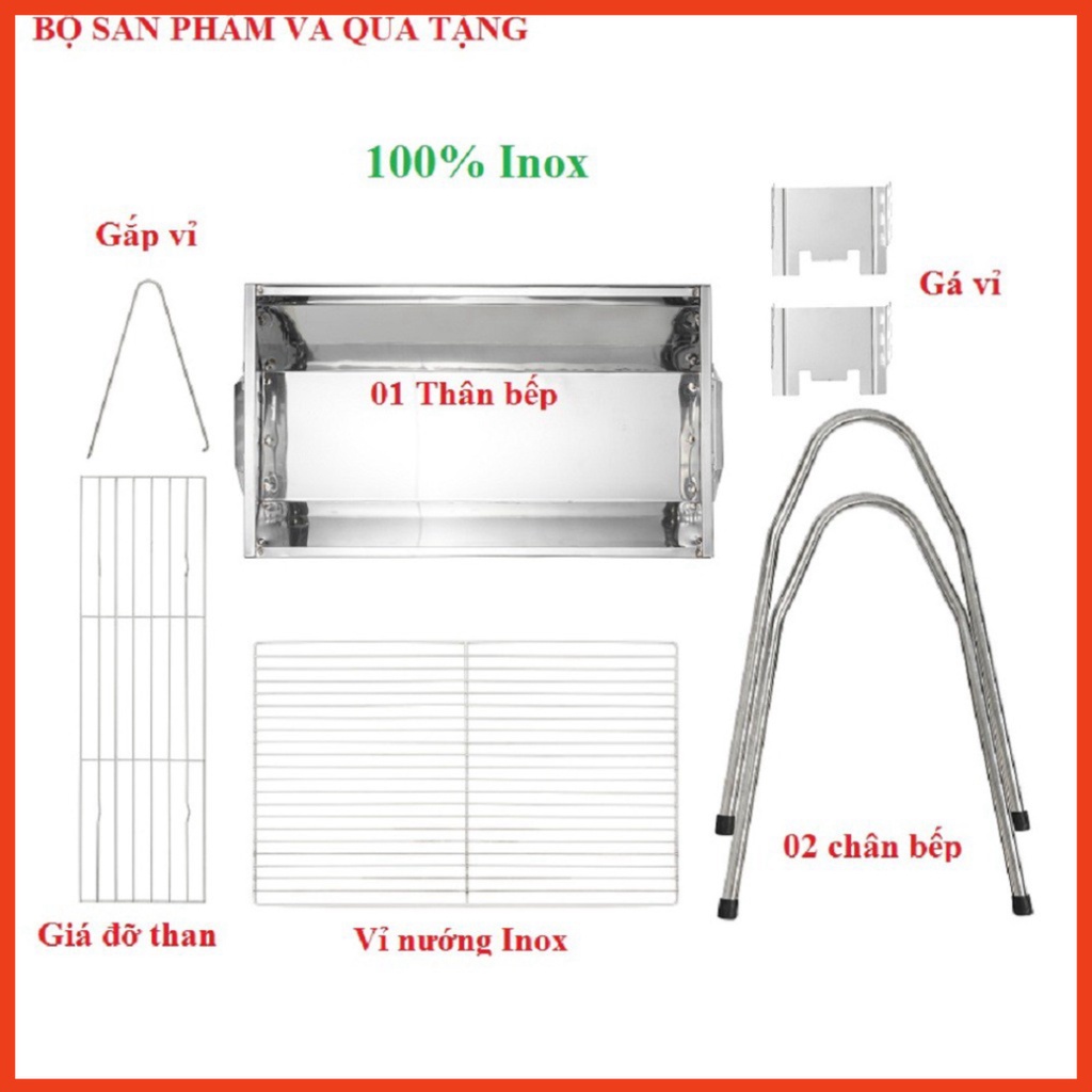 Bếp nướng than hoa TopV VCM thay đổi chiều cao vỉ, Bếp nướng than hoa không khói, nướng ngoài trời, lò nướng than inox -