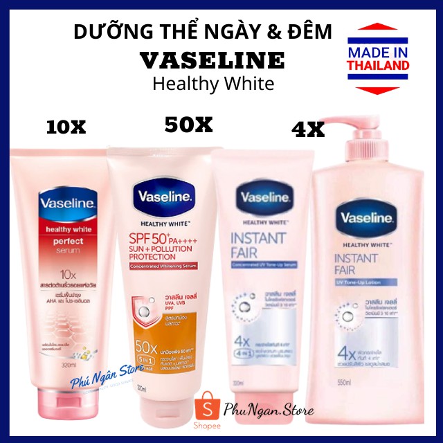 [Hàng siêu thị Thái]Cặp sữa dưỡng thể Vaseline 50x và Vaseline 4x Thái Lan dưỡng trắng da ngày và đêm | BigBuy360 - bigbuy360.vn