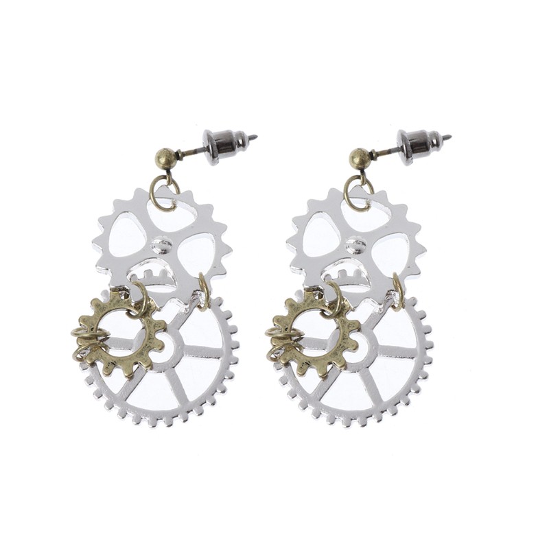 Bông Tai Hình Bánh Răng Dài 10m Phong Cách Steampunk Cho Nữ