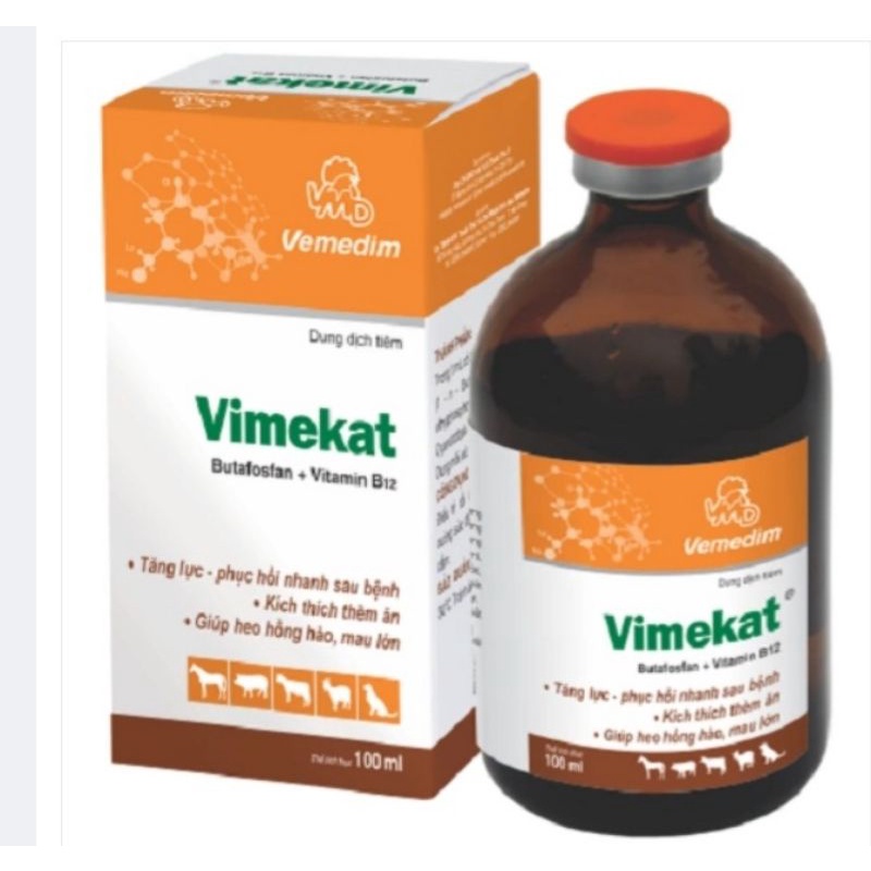 1 chai Vimekat 100 ml sử dụng trên vật nuôi hsd 05/03/2023