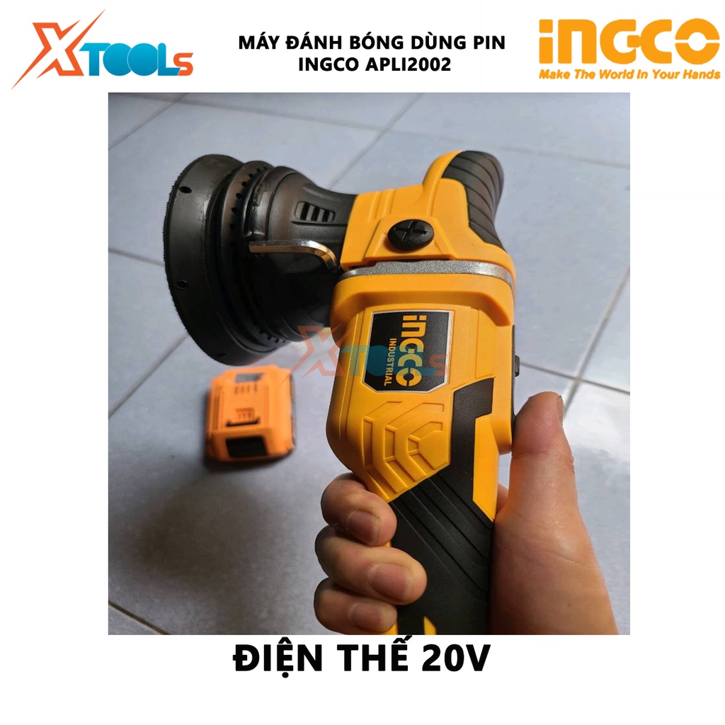 Máy đánh bóng dùng pin INGCO APLI2002 máy đánh bóng cầm tay Điện thế 20V, Tốc độ không tải 2000-48000 vòng/phút, Kích th