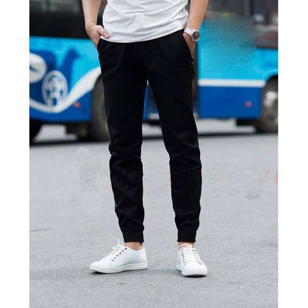 Quần Jogger Nam Đen Chất Kaki Phong Cách Hàn Quốc