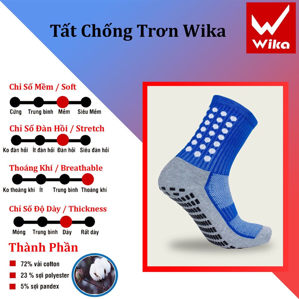 Vớ đá banh, tất đá bóng chống trơn chống trượt bóng đá thương hiệu Wika, hàng cao cấp sẵn hàng, chuyên bán sỉ.