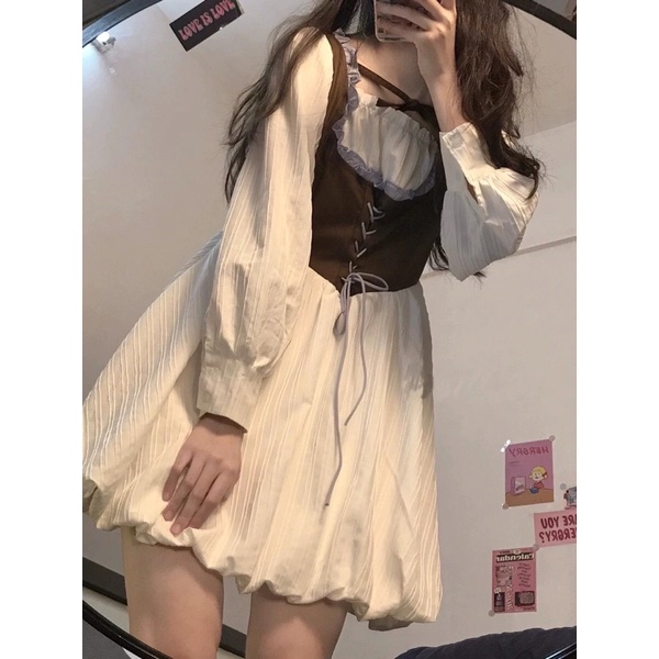 Váy lolita yếm nâu Quảng Châu cực xinh