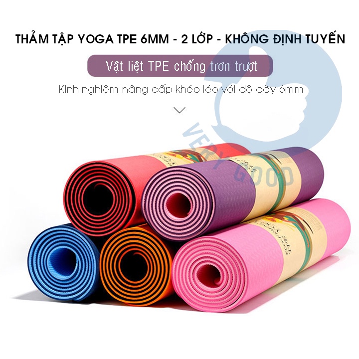 Thảm tập yoga cao cấp 2 lớp chống trượt 6mm chỉ 89K Welike tập gym thiền yoga pilates tại nhà !