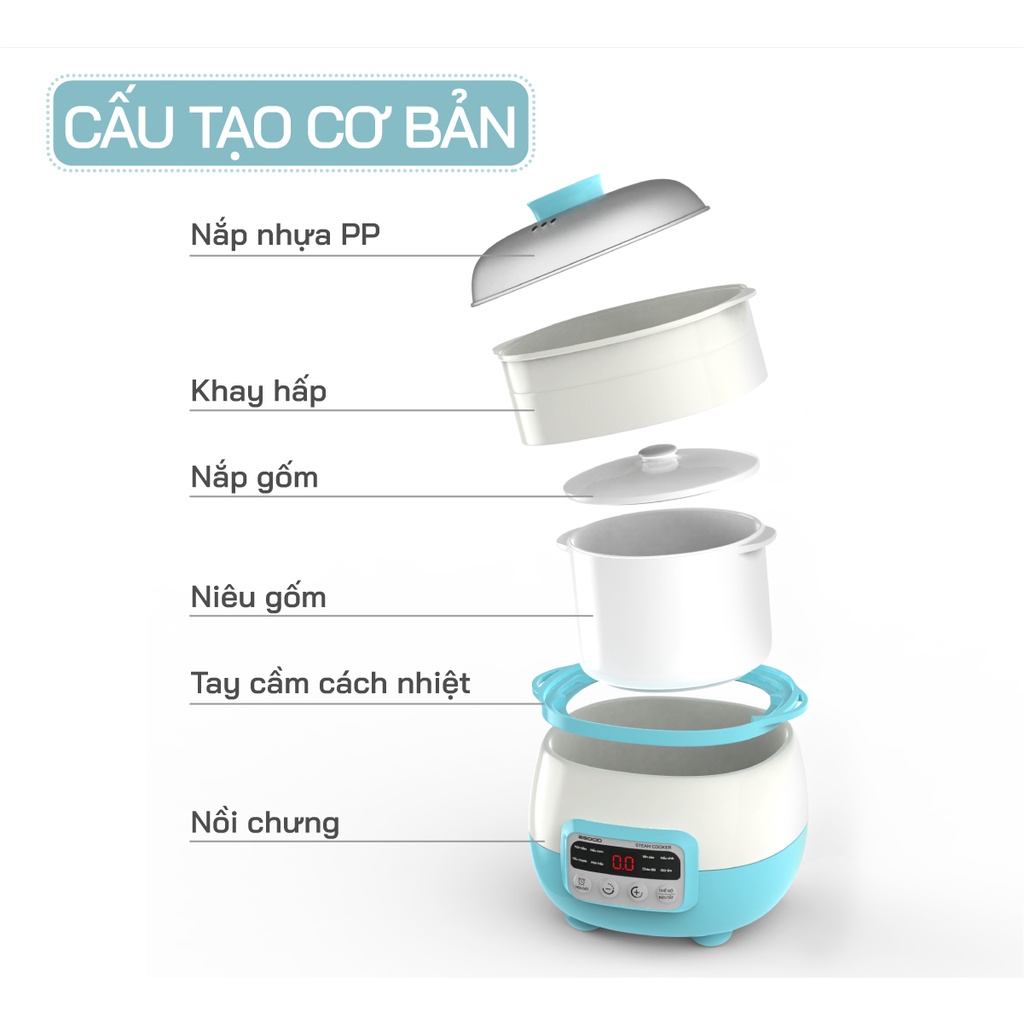 Nồi Hầm Cháo Cách Thủy 2 Tầng 2GOOD A300 3.1L (1.6L + 1.5L) - Hàng Chính Hãng Bảo Hành 12 Tháng