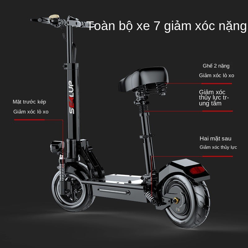 Xe điện gấp Shilop mini bàn đạp nhỏ chạy pin Lithium người lớn thay lái