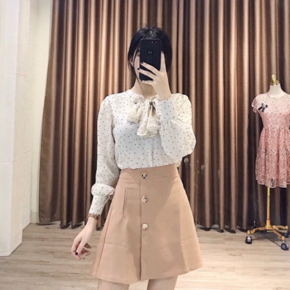 Quần giả váy Cúc Hoa siêu Hot chất đẹp mầu trắng đen deal tốt xiao shop