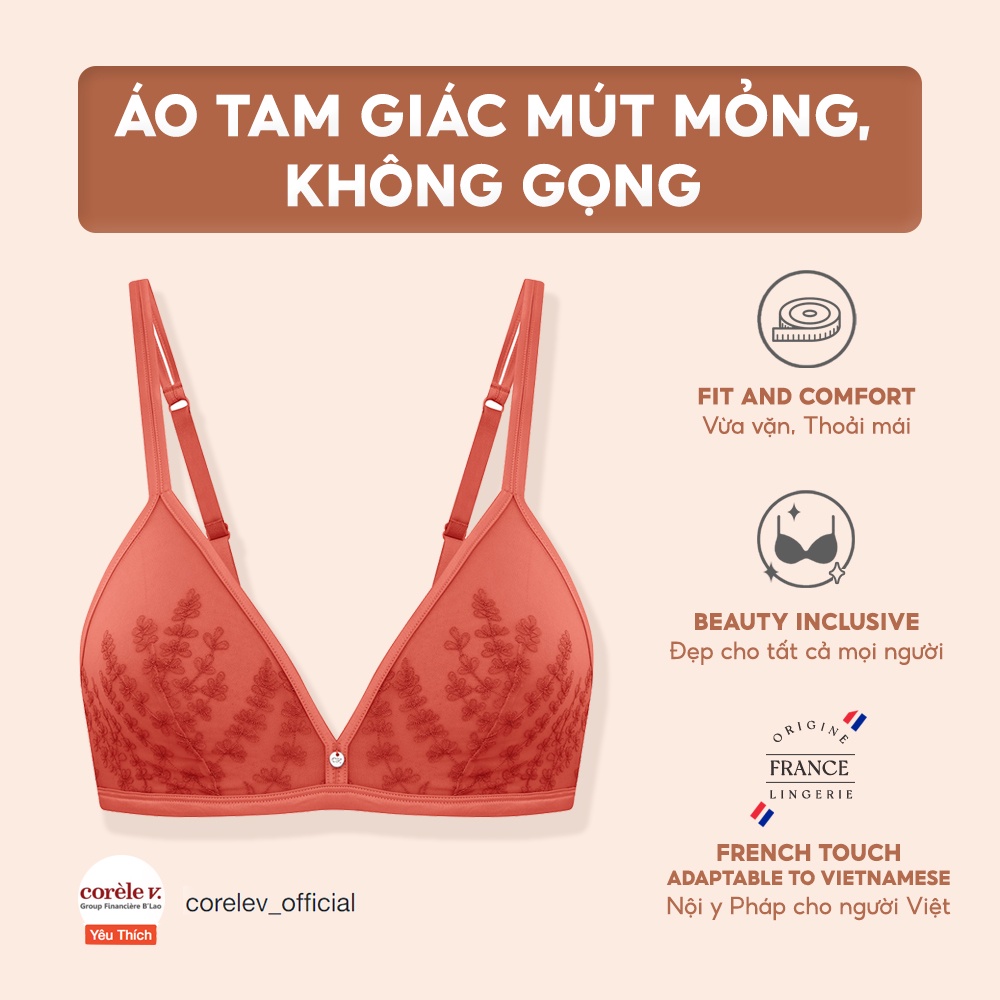 BST Áo Cup tam giác Corèle không gọng phối ren thời trang chuẩn an toàn quốc tế OEKO-TEX từ Corèle Pháp