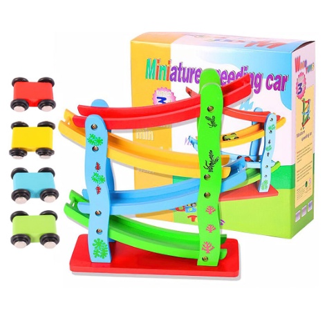 Đồ Chơi Gỗ Xe Cầu Trượt Ô Tô 4 Tầng - Đồ Chơi Gỗ Thông Minh Cho Bé Dolphin Kids