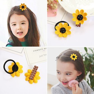 Set kẹp - cột tóc cho bé gái hoa hướng dương dễ thương