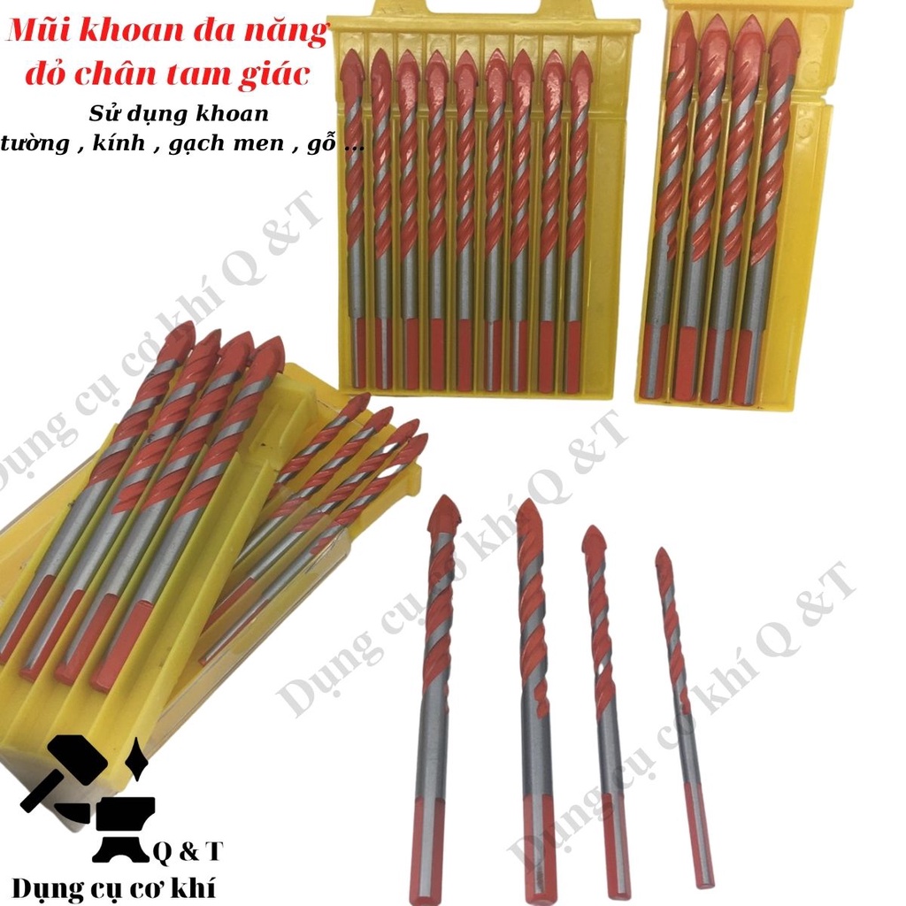 Mũi khoan đa năng cao cấp , Mũi khoan gạch men khoan kính tường gỗ.. đỏ 6 8 10 12mm