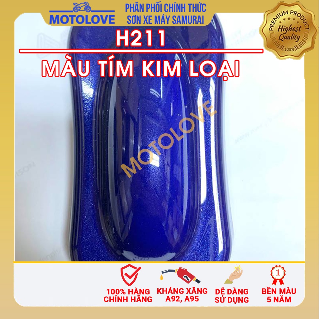 Sơn Samurai màu tím kim loại H211 - chai sơn xịt chuyên dụng nhập khẩu từ Malaysia.