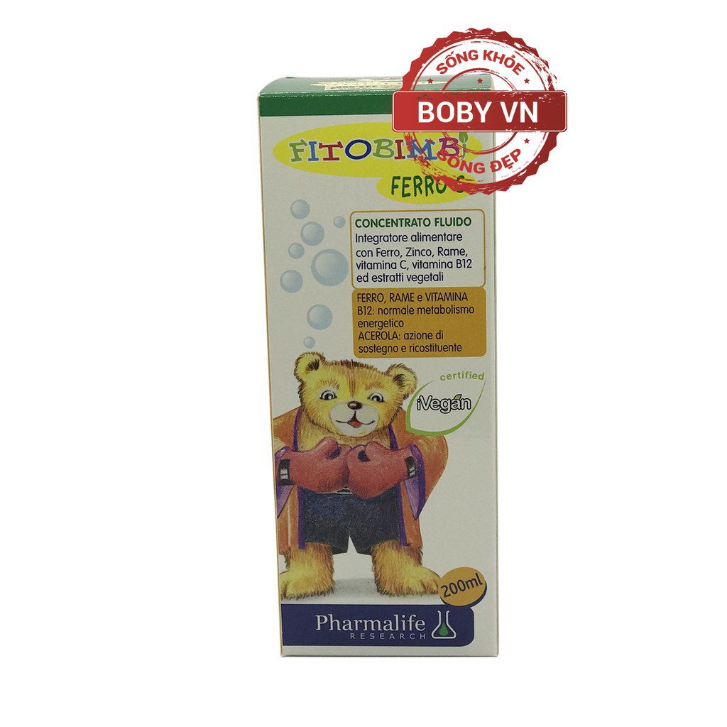 Siro Ferro C Bimbi Fitobimbi bổ sung Sắt, Vitamin C, kẽm cho bé - Nhập khẩu từ Ý - Chính hãng