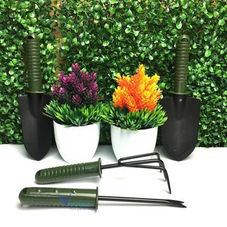 Bộ dụng cụ làm vườn 4 món - Thép xanh chắc chắn. Dễ sử dụng. Thép đặc loại 1.