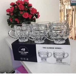 [video sp] Hộp 6 Cốc Thủy Tinh Có Quai (sỉ)