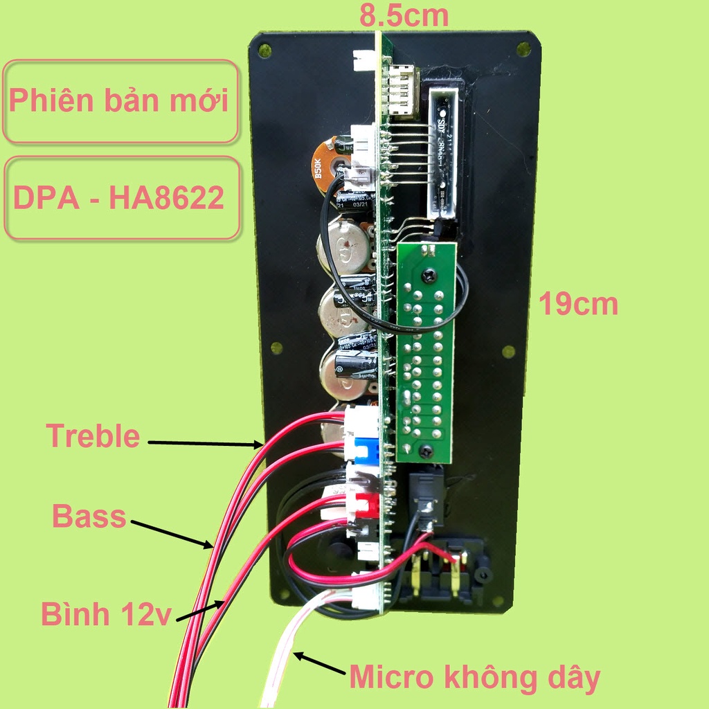 Mạch loa kéo HA8622 DPA IC CS8623E 40W – 80W phiên bản mới – Bluetooth Karaoke– cho loa kéo 3 tấc đơn hoặc 2.5 tấc