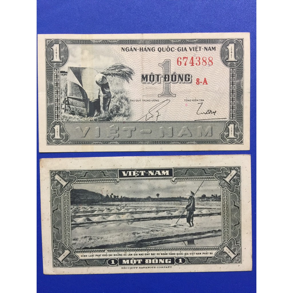 Tờ 1 đồng đập lúa và ruộng muối năm 1955