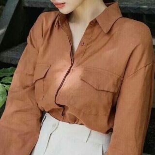 Áo sơ mi màu cam đất