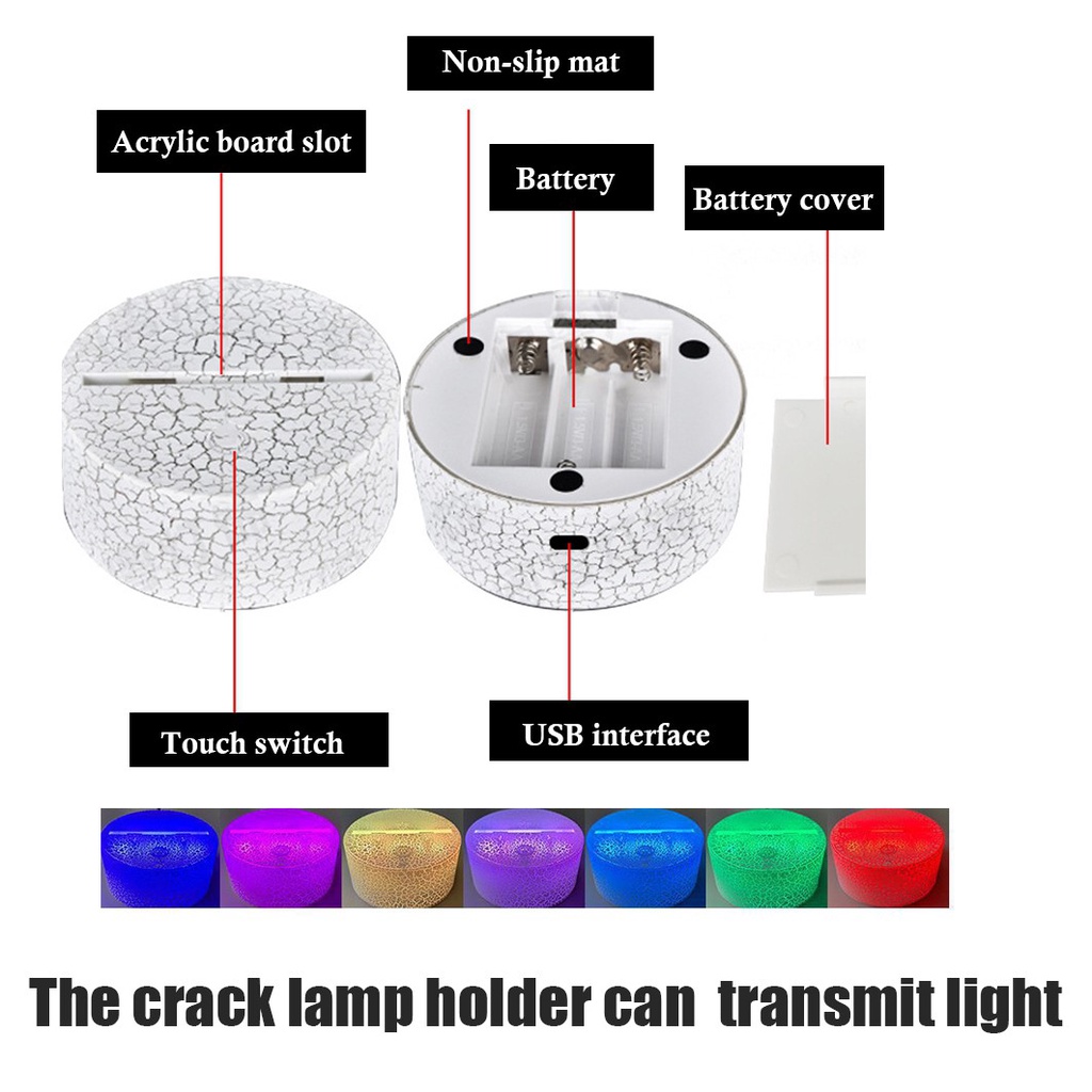 Đèn Led 3d Trang Trí Hình Anime 7 Màu