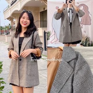 Áo blazer kẻ 2 lớp 1 cúc