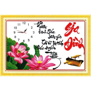 Tranh thêu chữ thập Gia Đình Hạnh Phúc Bình Yên, Tài Vô Lộc Tiến Phúc Duyên Tràn Đầy 222891 (TRANH TỰ THÊU) KT:76X50CM