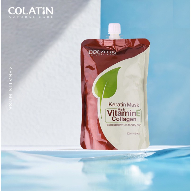 [HÀNG CÔNG TY]Hấp Dầu, Ủ Tóc (dạng túi) Phục hồi Tóc cao cấp Collagen Colatin Mask siêu mềm mượt tóc 500ml Ý