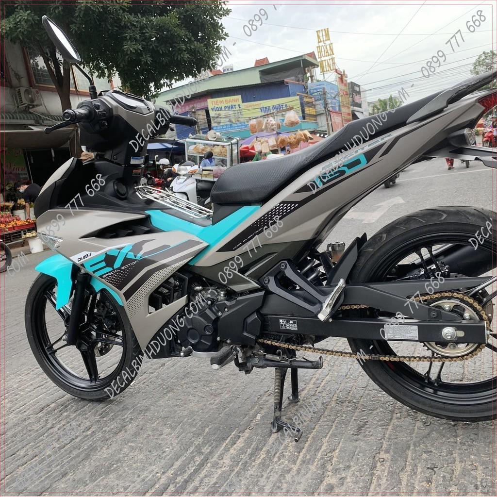 Tem Trùm Exciter 150 Xanh Xám Thiết Kế Theo Kiển Zin 2021 Hot Nhất - Decal Nhám