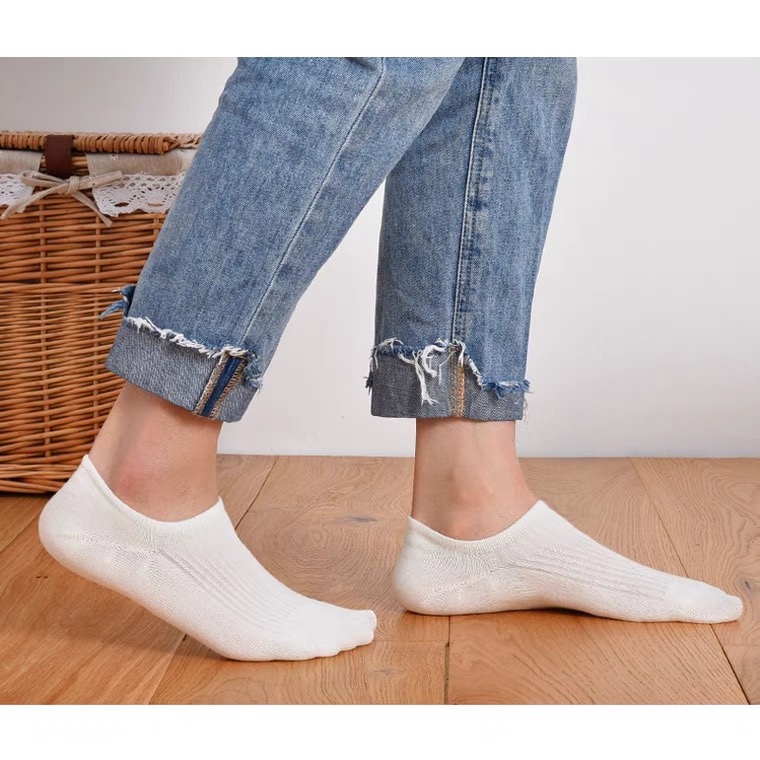 Vớ Cổ Thuyền Silicone Chống Trượt Màu Trắng Thời Trang Mùa Hè Cho Nữ