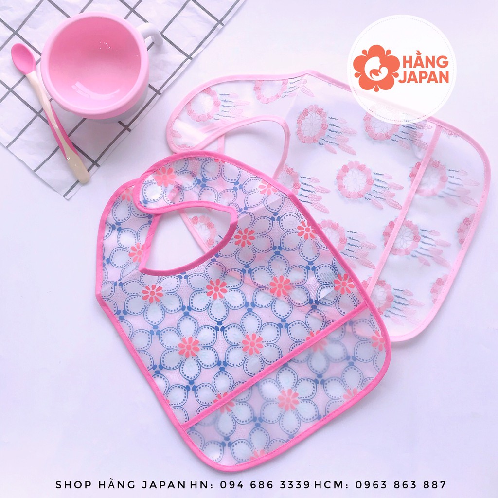 set 2 yếm chống thấm có máng, siêu nhẹ, sịn sò, cute MÀU NGẪU NHIÊN