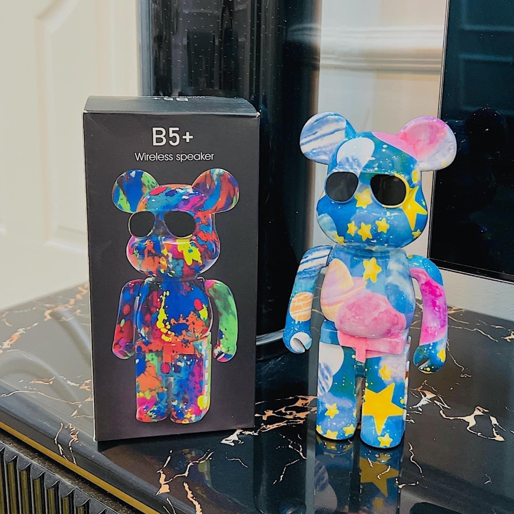 Loa bluetooth mini - Loa mini bearbrick bass mạnh giá rẻ B5+ chống nước với thiết kế cute dùng cả cho decor trang trí