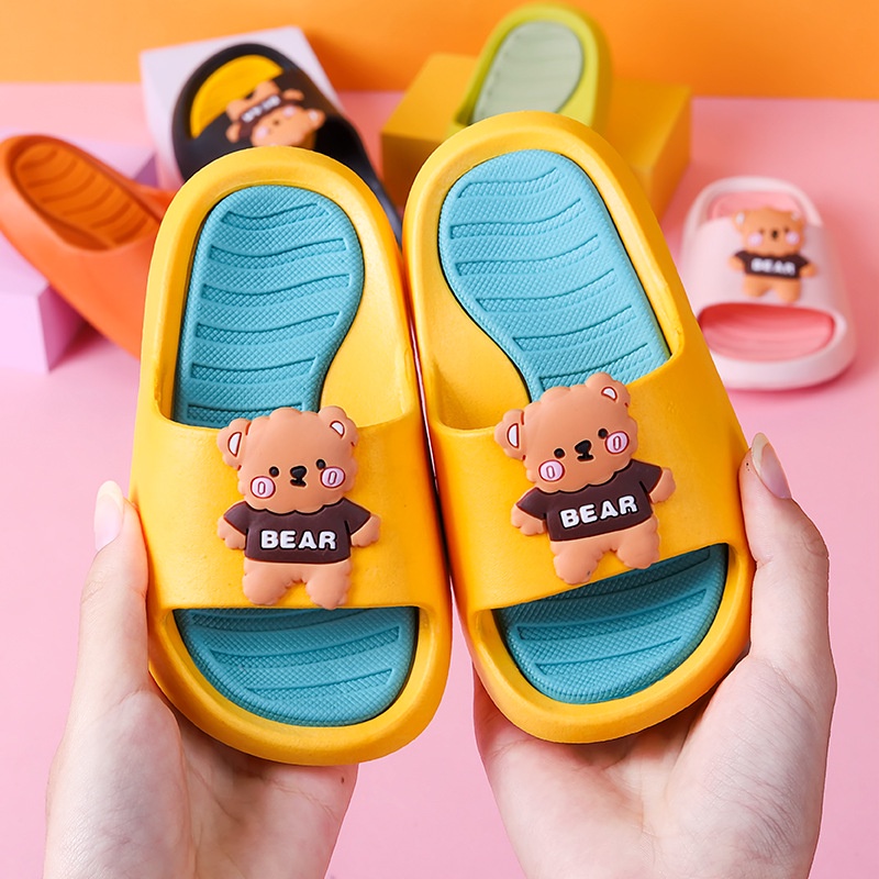 Dép Lê Siêu Nhẹ Chống Trơn Trượt Cho Bé Trai - Bé Gái Hình Gấu Teddy, Dép Quai Ngang