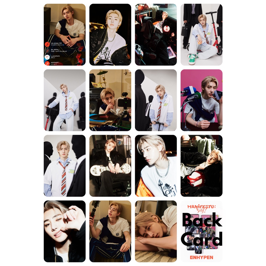 Set 15 card giấy bo góc in 2 mặt ảnh thành viên nhóm ENHYPEN - MANIFESTO : DAY 1