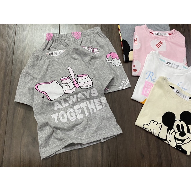 Bộ cotton đại cho bé gái in hình sắc nét size từ 20-45 cân