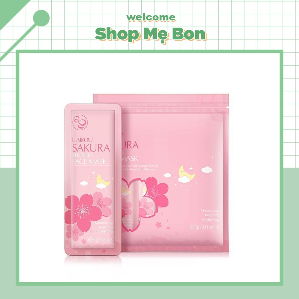 FREESHIP Bịch 15 Miếng Mặt Nạ Ngủ Hoa Anh Đào Sakura Sleeping Face Mask Chính Hãng