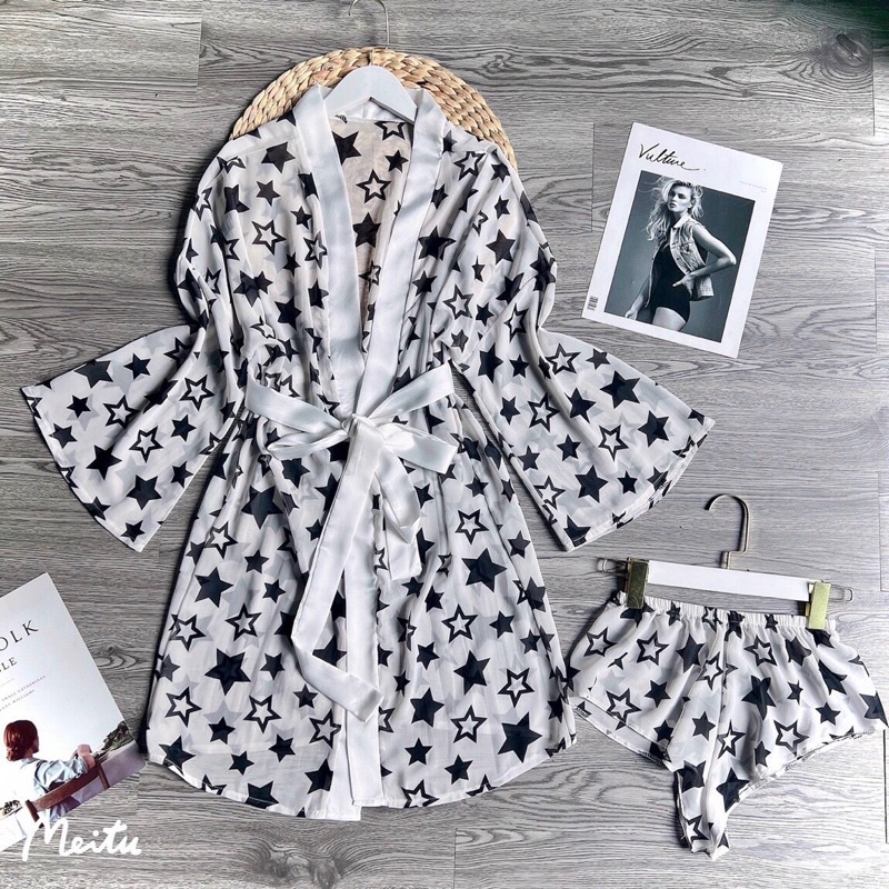 Áo Choàng chiffon phối satin kèm quần mã 02 from dưới 68kg