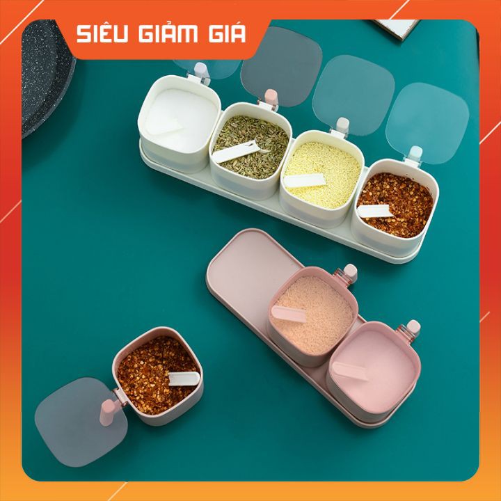 Hũ đựng gia vị kèm muỗng, lọ đựng gia vị có nắp, đồ dùng nhà bếp thông minh