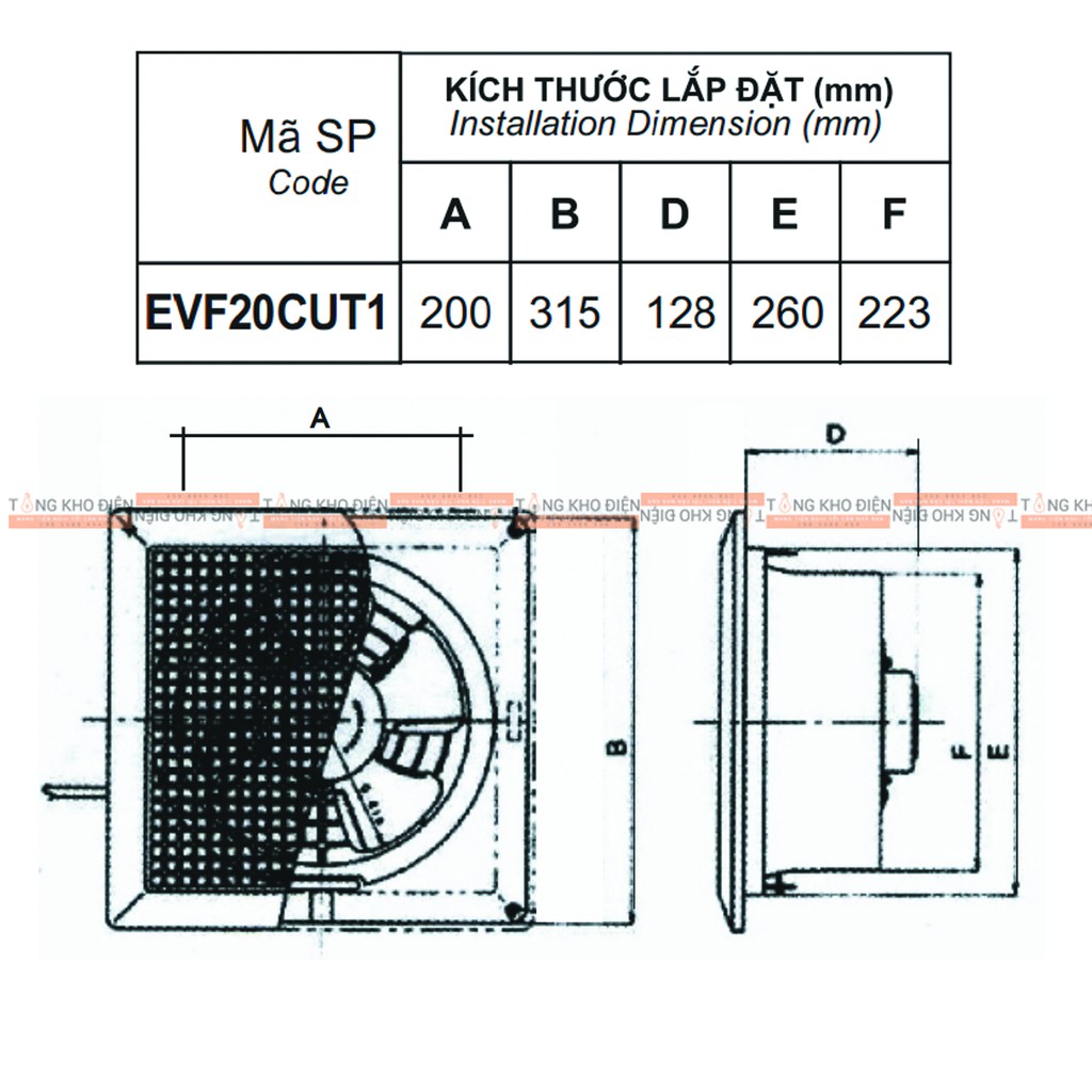 Quạt thông gió gắn trần EVF20CUT1 LiOA