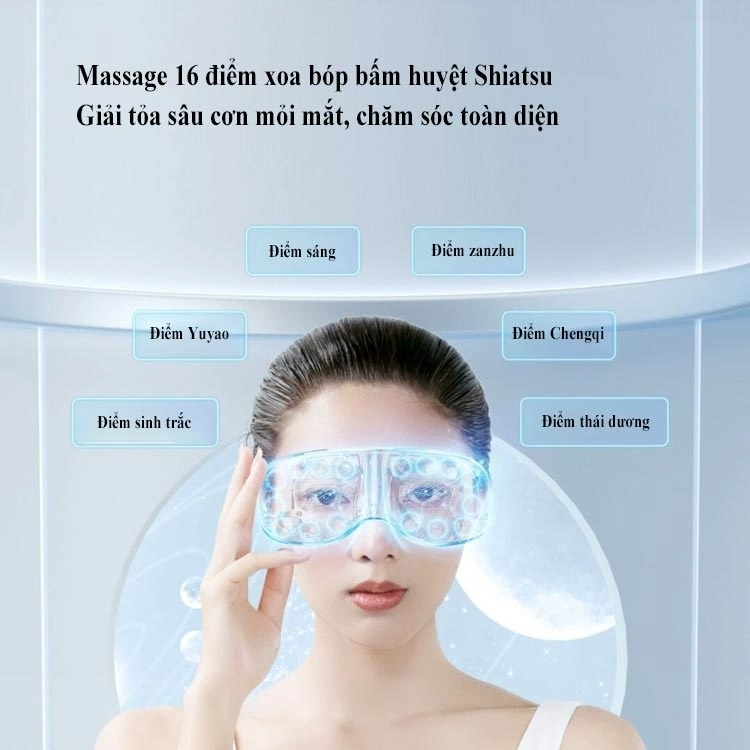 Máy massage mắt Jeeback E9 với bàn di bấm huyệt rung 3D xoa bóp thái dương, nhạc thư giãn