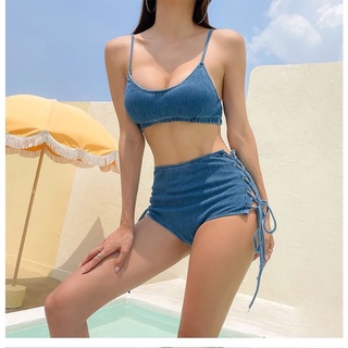 Bikini jeans cạp cao quần đan năng động