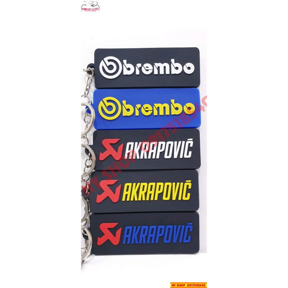 MÓC KHÓA LOGO HÃNG BREMBO,LEOVINCE,AKRAPOVIC,OHLINS Ảnh thật Sp