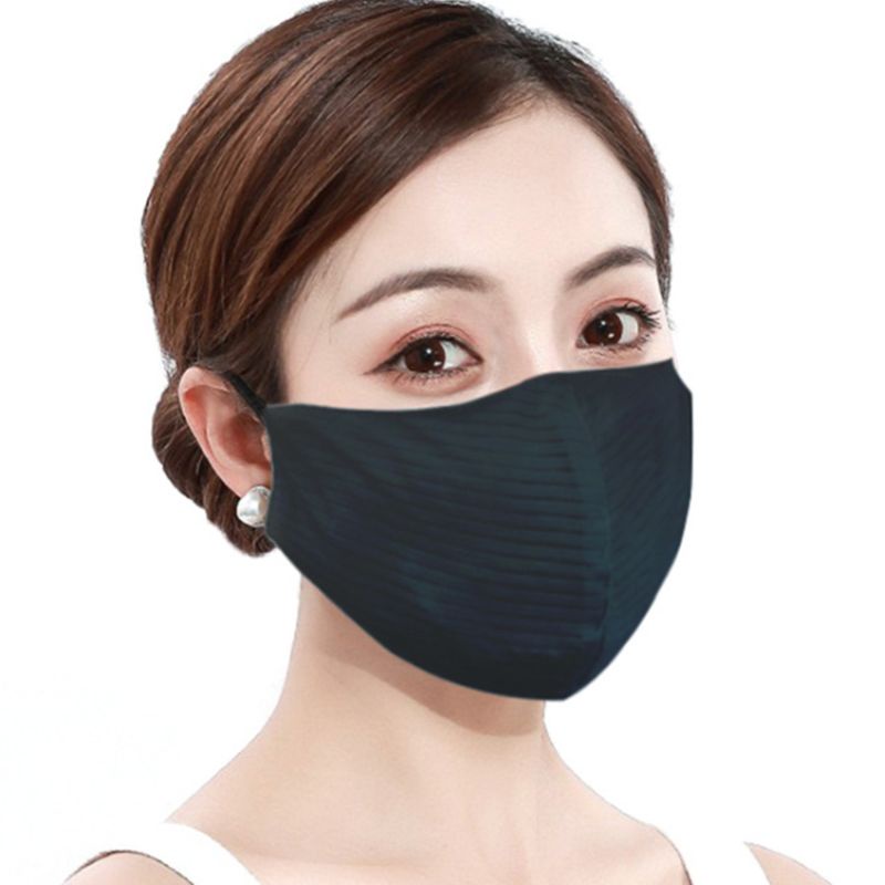 Khẩu Trang Bảo Vệ Miệng Chống Nắng Chống Bụi Thoáng Khí Màu Trơn Họa Tiết Kẻ Sọc Có Thể Giặt