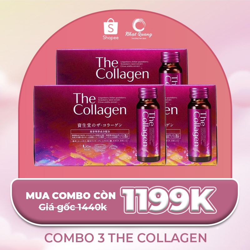 Combo 3 nước uống the collagen shiseido (hộp 10 chai x 50ml)