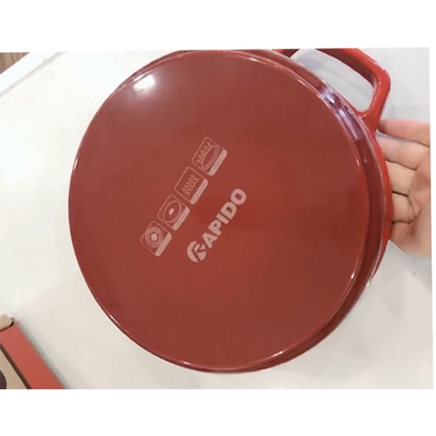 Nồi gang đúc nguyên khối, lòng tráng men Rapido 20-22-24cm - dùng cho bếp từ, bếp hồng ngoại, bếp ga