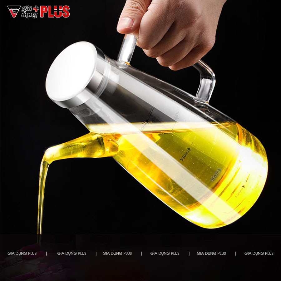 Bình dầu ăn, nước mắm lớn 750ml - thuỷ tinh borosilicate, có tay cầm &amp; đế cao su cao cấp chống vỡ - VIMORA