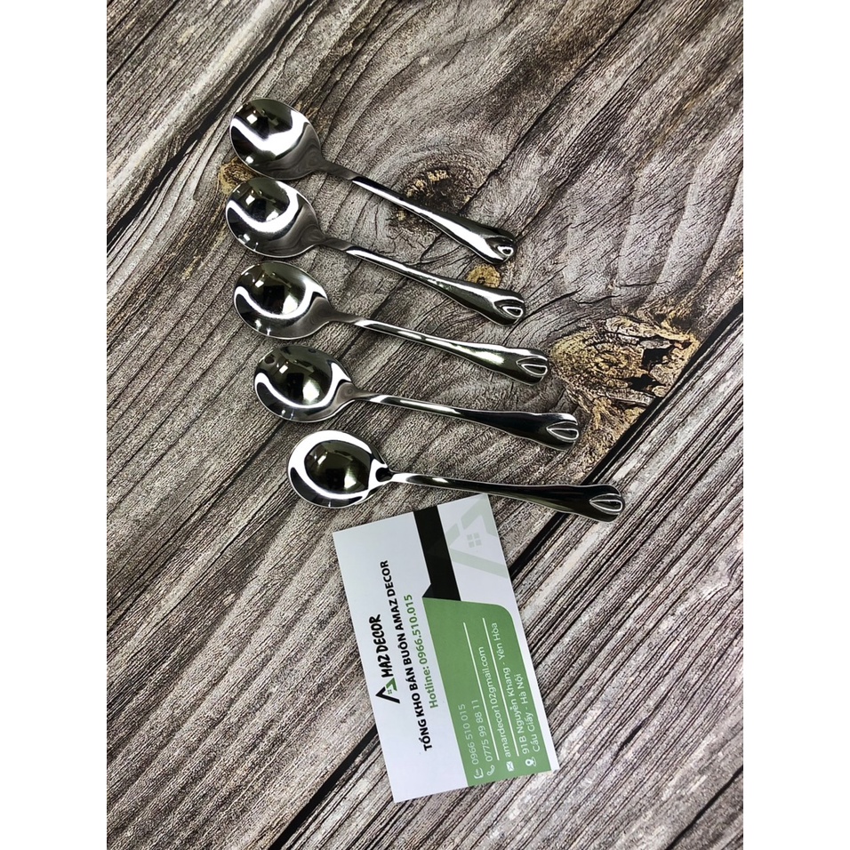 Muỗng thìa inox cafe 11cm cán giọt nước cao cấp sáng bóng bền đẹp an toàn cho sức khỏe TT112512