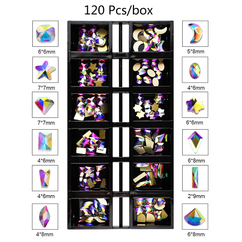 Set 120 Viên Đá 3D Nhiều Hình Dạng Đính Móng Tay Trang Trí Nghệ Thuật