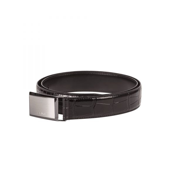 Thắt lưng nam da thật dập vân cá sấu, màu nâu đậm, mặt đặc Efora Leather Belt EF1011-BR